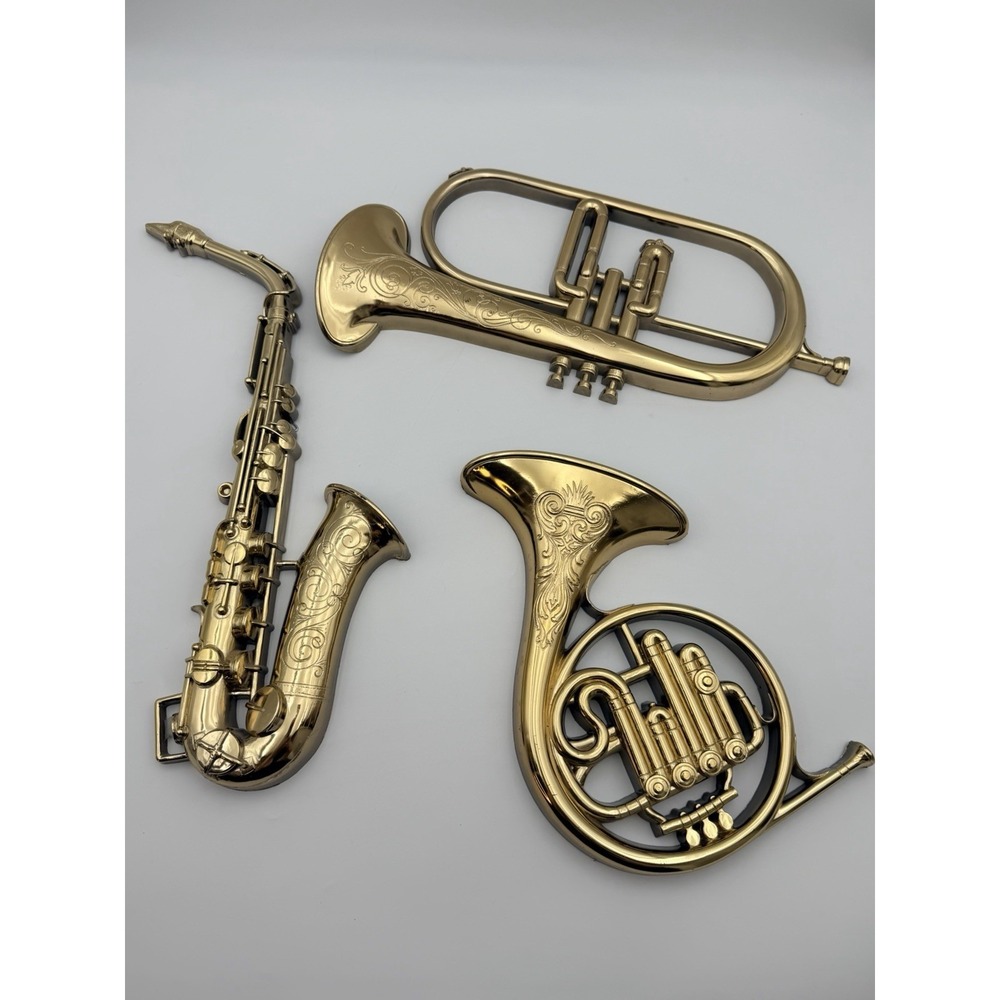 Vintage Syroco Musical Instruments MCM Wall Hanging Plaques Set of 3